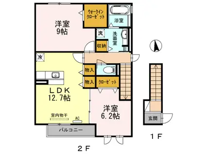 プラザセレステA(2LDK/2階)の間取り写真