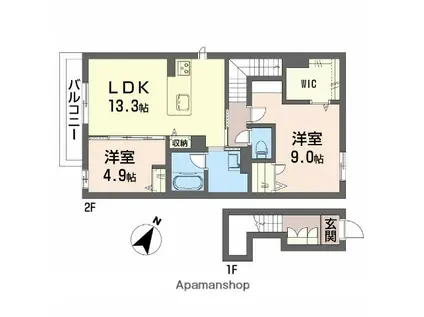 バトーエメロード C棟(2LDK/1階)の間取り写真