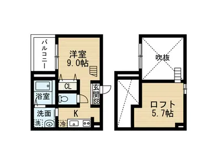 ESPACE DECORE(ワンルーム/1階)の間取り写真