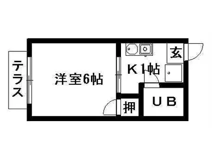キトウハイツ(1K/2階)の間取り写真