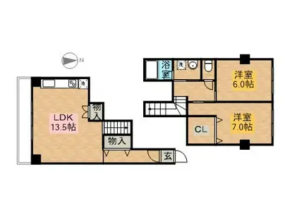 ウィペットスクエア(2LDK/3階)の間取り写真