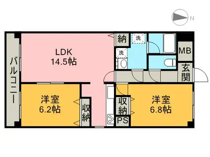 CORONET INAEI(2LDK/4階)の間取り写真