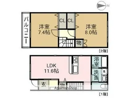 ハーバータウンⅢ(2LDK)の間取り写真