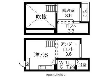 バンベール本地通(ワンルーム/1階)の間取り写真