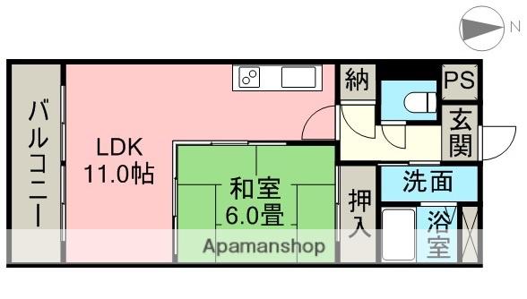 グランドヒルズ坂野(1LDK/3階)の間取り写真