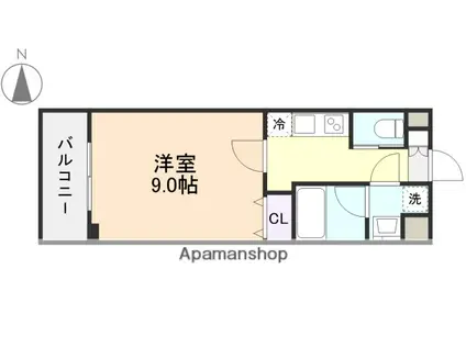 アマーレ東海通(1K/9階)の間取り写真