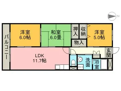 ライフステージ川間(3LDK/4階)の間取り写真