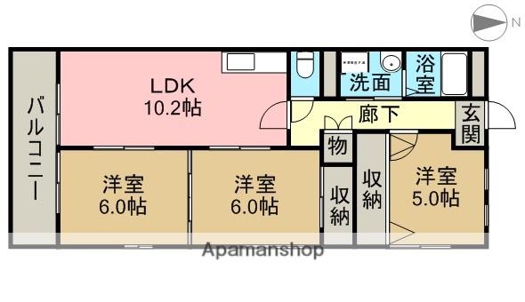 アネックス神宮寺南(3LDK/5階)の間取り写真