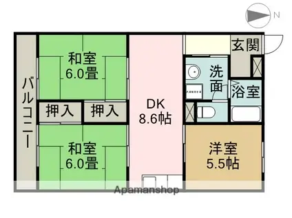 コーポやすり苑(3DK/3階)の間取り写真