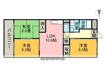 本宮ハイツ山田(3LDK/7階)の間取り写真