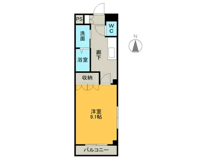 ルーエンハイム切戸(1K/2階)の間取り写真