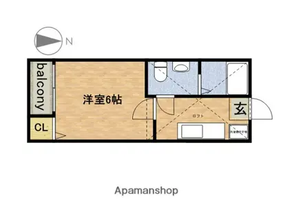 コーポすずな(1K/2階)の間取り写真