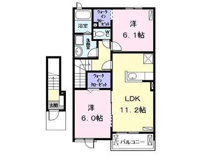 DIACRANEⅢA(2LDK/2階)の間取り写真
