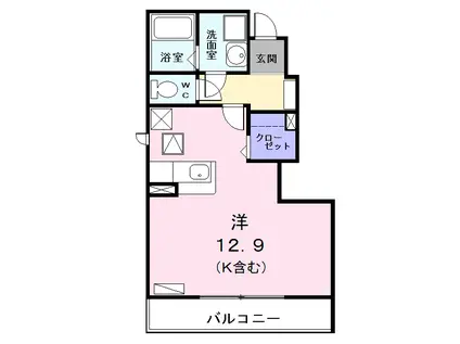 ウッドヴィレッジ(ワンルーム/1階)の間取り写真