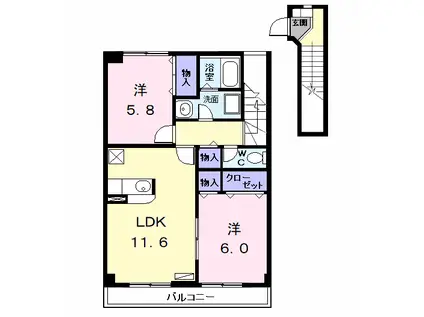 HOPE・E(2LDK/2階)の間取り写真