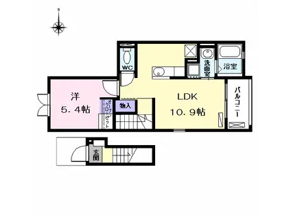 エコール大畑(1LDK/2階)の間取り写真