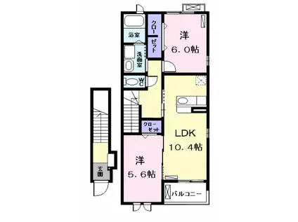KURA(2LDK/2階)の間取り写真
