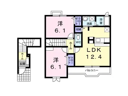 ミルト・ブリーゼN(2LDK/2階)の間取り写真