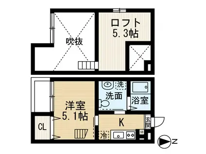KSハイツ(ワンルーム/1階)の間取り写真