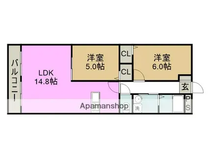 メゾンあづま(2LDK/1階)の間取り写真