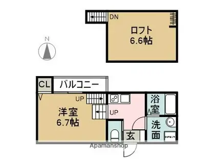 アルバーノ大江A棟(1K/1階)の間取り写真