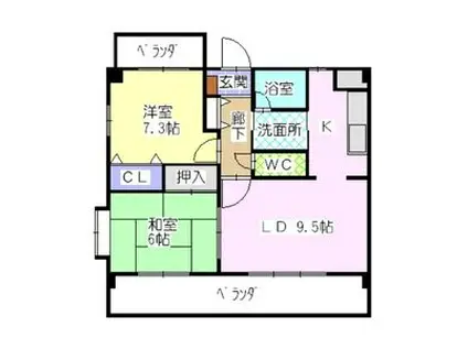 スカイメゾン赤松(2LDK/2階)の間取り写真