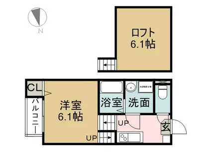 DUPLEX豊田本町(1K/2階)の間取り写真