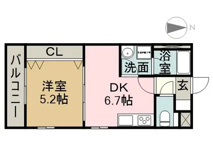 WINDOM Ⅱ(1DK/2階)の間取り写真