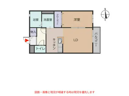 カーサ本宮新町(1LDK/1階)の間取り写真