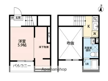 AO AQUA(ワンルーム/1階)の間取り写真