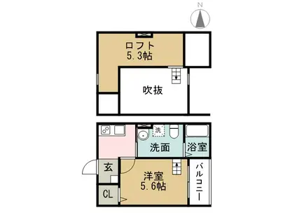 シティリバー南十一番(1K/1階)の間取り写真