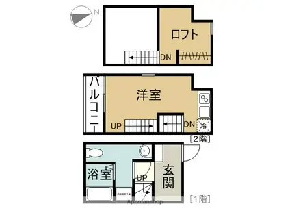 ポルト・ボヌールU Ⅱ(1K/1階)の間取り写真