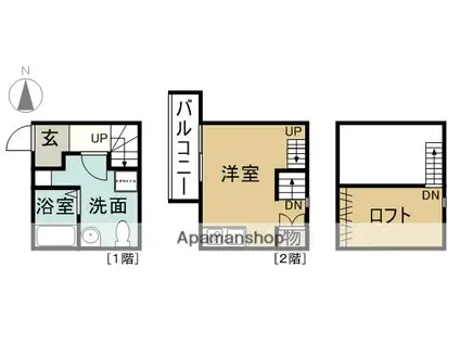 KANON(1K/1階)の間取り写真