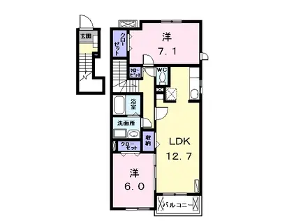 メゾン ジュネス(2LDK/2階)の間取り写真