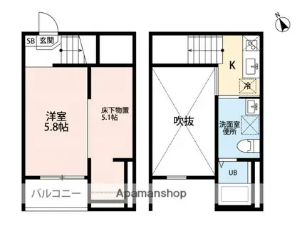 CLARTE 内田橋 Ⅱ (ワンルーム/2階)の間取り写真