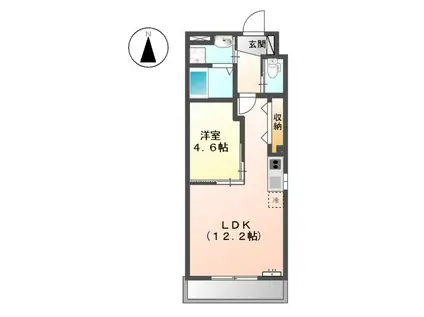 ナーシサス東中島(1LDK/3階)の間取り写真
