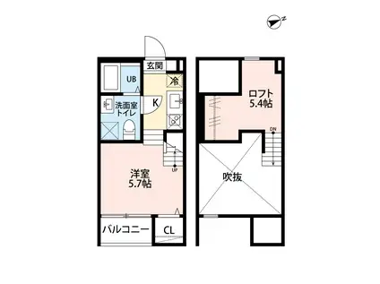 プレンフルⅢ(ワンルーム/1階)の間取り写真