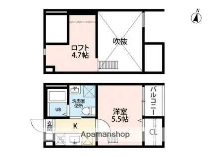 ディアコート堤(1K/1階)の間取り写真