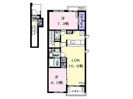 アロッジオ M Ⅲ(2LDK/2階)の間取り写真