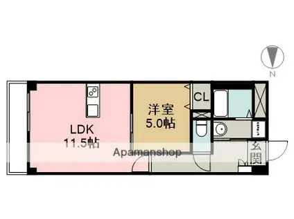 プログレスⅡ(1LDK/3階)の間取り写真