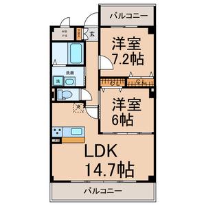 グランドソレイユⅡ(2LDK/3階)の間取り写真
