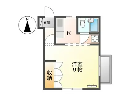 アップルハイランド(1K/1階)の間取り写真