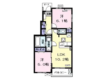キラーナ Ⅱ(2LDK/1階)の間取り写真