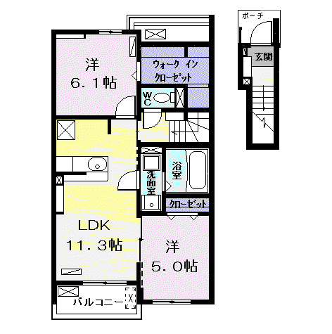 キラーナ Ⅰ(2LDK/2階)の間取り写真