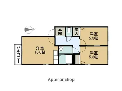 サンハイム・明徳(2LDK/1階)の間取り写真