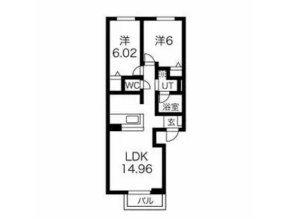 インペリアル雅(2LDK/2階)の間取り写真