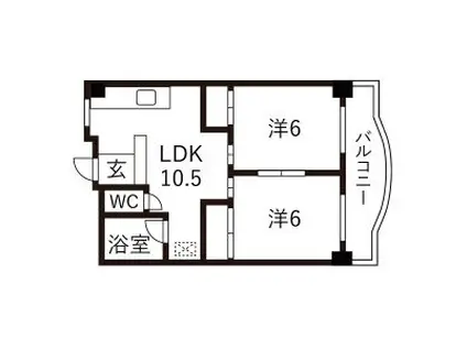 マンション桜本町(2DK/4階)の間取り写真