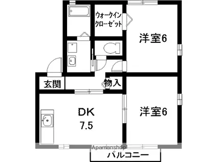マノワール76(2DK/1階)の間取り写真