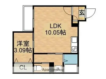 WARREN KANSEIⅡ(1LDK/2階)の間取り写真