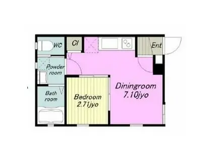 ピアチェーレ桜(1DK/2階)の間取り写真